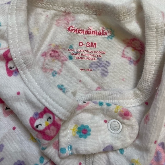 Girls Garanimals/Carters/Gerber/CutiePie size 0-3 months set of 5 footie pajamas - Picture 7 of 11